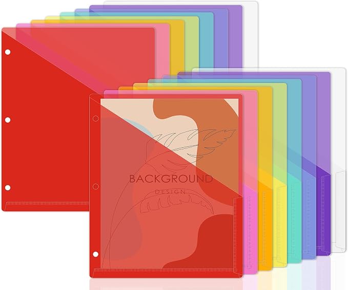 48 Pack 3-Ring Binder Pockets Translucent Polyester 3 Hole Binder Plastic by gisgfim