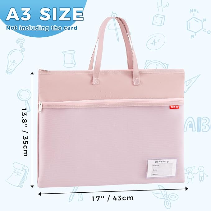 Pendancy Mesh Zipper Pouch A3 Size, Large Double Pocket Waterproof File Bag - Image 2