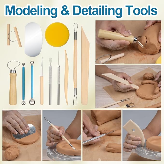 Amrules Clay Tools Kit, Practical Polymer Sculpting Tool Kit, Air Dry Clay Tool - Image 6