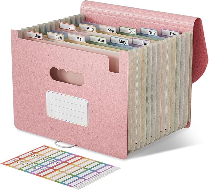 EcoStash Accordion File Organizer, 12-Pocket Wheat Straw Expanding File Folder by EcoStash