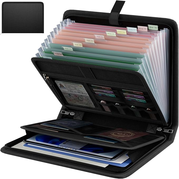 Fireproof Accordion File Organizer, Portable Expanding File Folder by Huolewa
