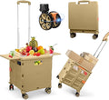 FELICON SELORSS Folding Utility Cart Portable Rolling Crate Handcart-Khaki | by FELICON