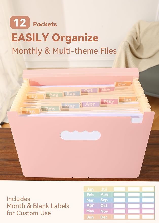 SortRax Accordion File Organizer 12 Pockets, Monthly Bill Receipt Tax Organizer - Image 2