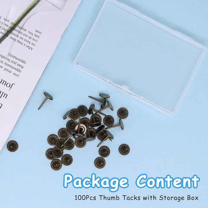100Pcs Upholstery Tacks, Vintage Flat Head Thumb Tacks Upholstery Nails - Image 3