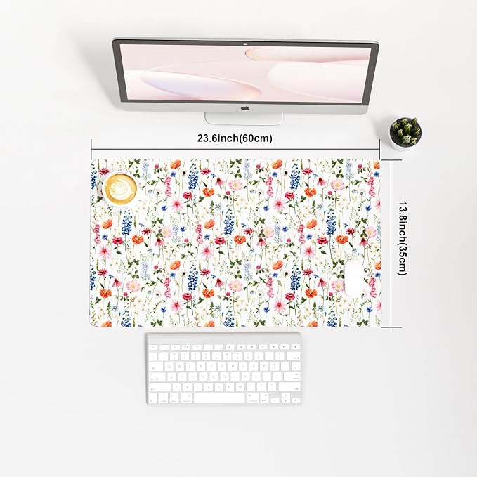 Colorful Star Large Mouse Pad, Watercolor Floral Desk Mat Office Supplies - Image 3