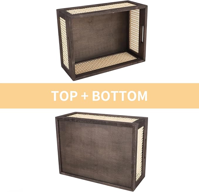 Desktop Storage Basket, Sundry Office Drawer Storage Box, Wood Frame Storage - Image 4