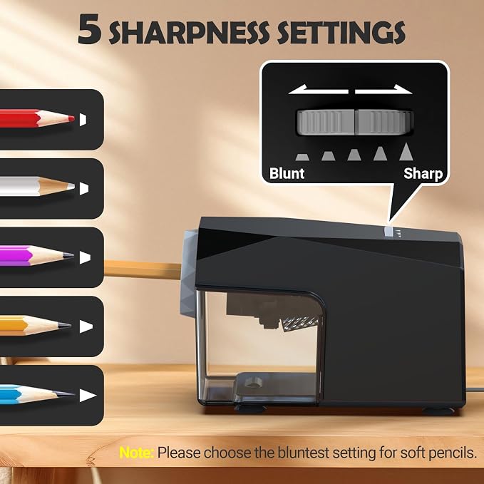 AFMAT Electric Pencil Sharpener, Fast & Hands-Free, 10K+ Uses, 5 Nibs, Fully - Image 5