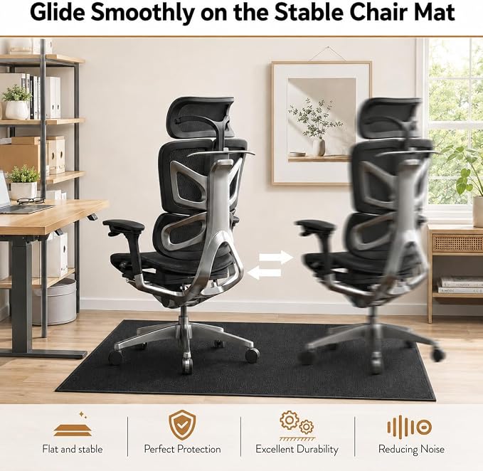 Office Chair Mat for Hardwood Floors, 48 x 35.5 in Non-Slip Desk Chair Mat for - Image 3