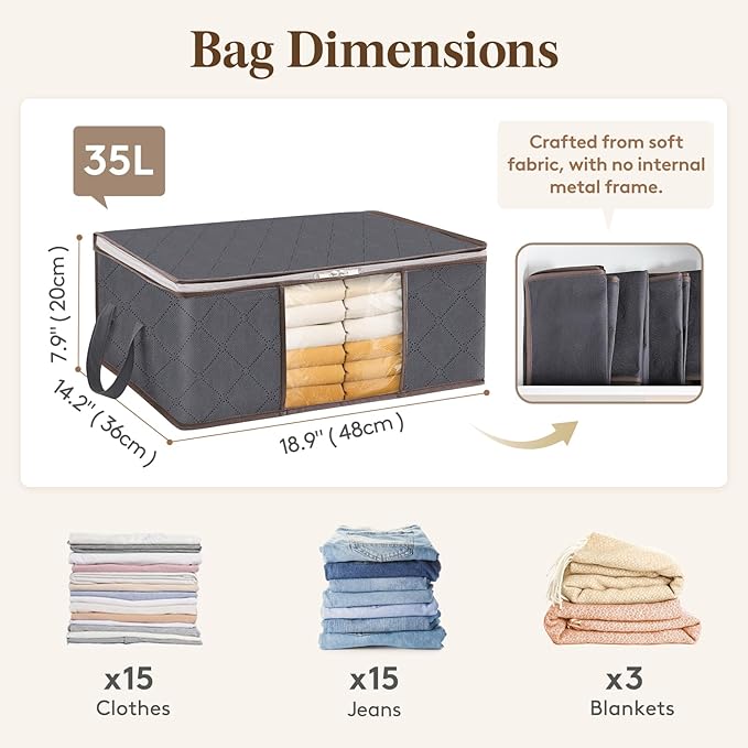 Lifewit 8 Pack 35L Clothes Storage Bins - Image 2