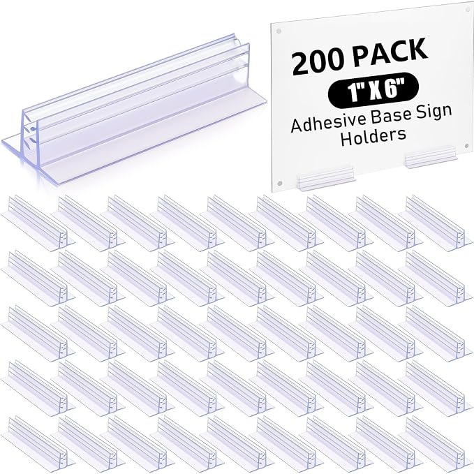 Fulmoon 200 Pcs Sign Holder, Adhesive Base Sign Holders Multiple Uses by Fulmoon