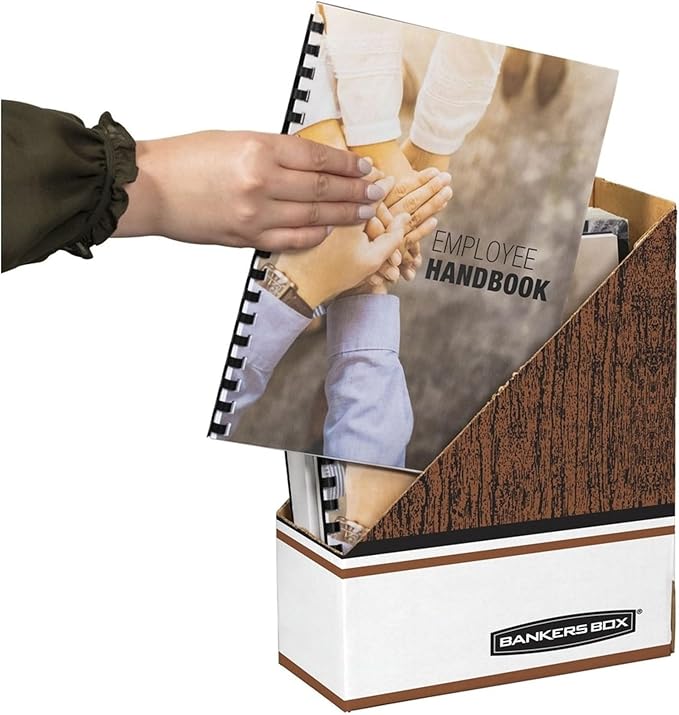 Bankers Box Magazine File Holders, Oversized Letter, Wood Grain, 12 Pack - Image 4