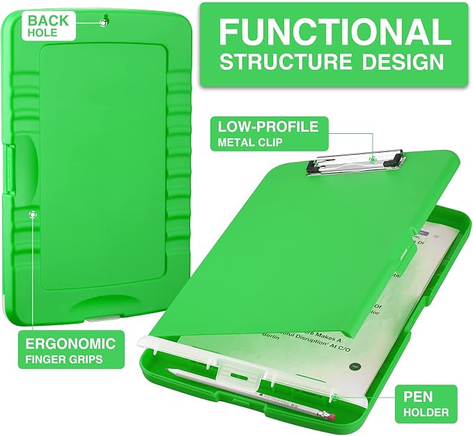 Sooez Clipboard with Storage, Clip Board 8.5 x 11 with Pen Holder, Plastic - Image 2