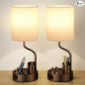 Blue Bedside Table Lamps Set of 2, Nightstand Lights by Fenmzeelighting