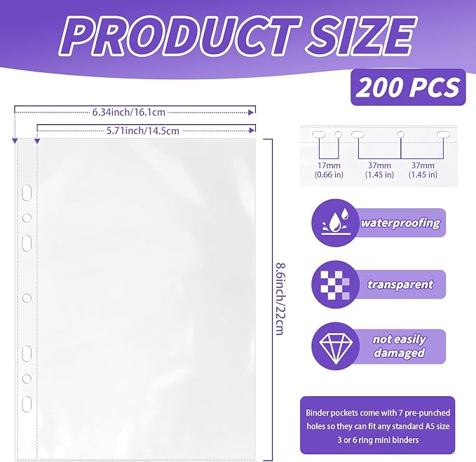 VOKOY 200 Pack 5.5x8.5 Inch Sheet Protectors - Image 2