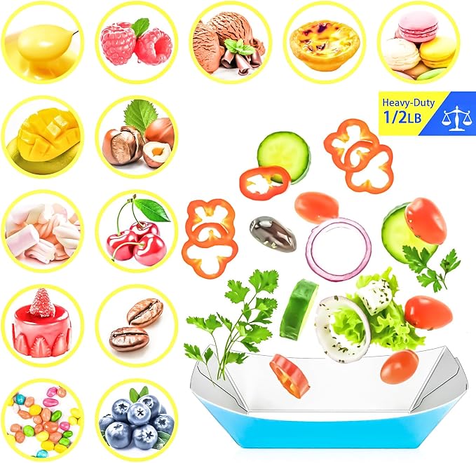80 Pack Colorful 1/2Lb Paper Food Boat Trays Disposable Small Paper Boats - Image 5