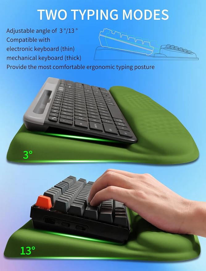 Ergonomic Wave Wrist Rest with Keyboard Stand, Cushioned Palm Rest, Comfortable - Image 2