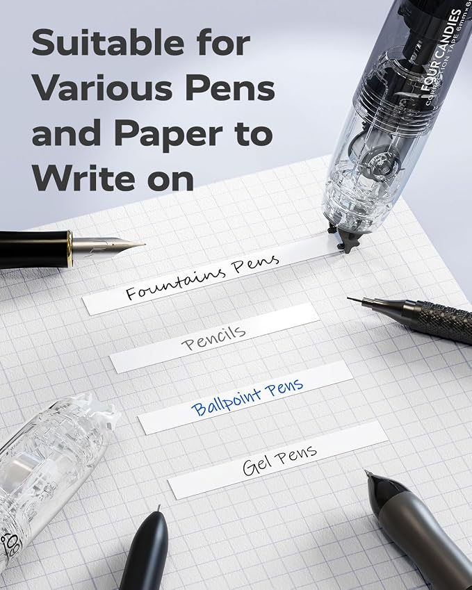 Four Candies Refillable Retractable White Correction Tape, Aesthetic Pen Shaped - Image 6