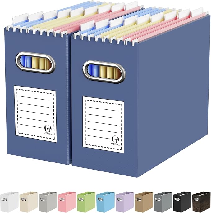 Oterri File Organizer Box, Portable Collapsible Cardboard File Folder Organizer by Oterri