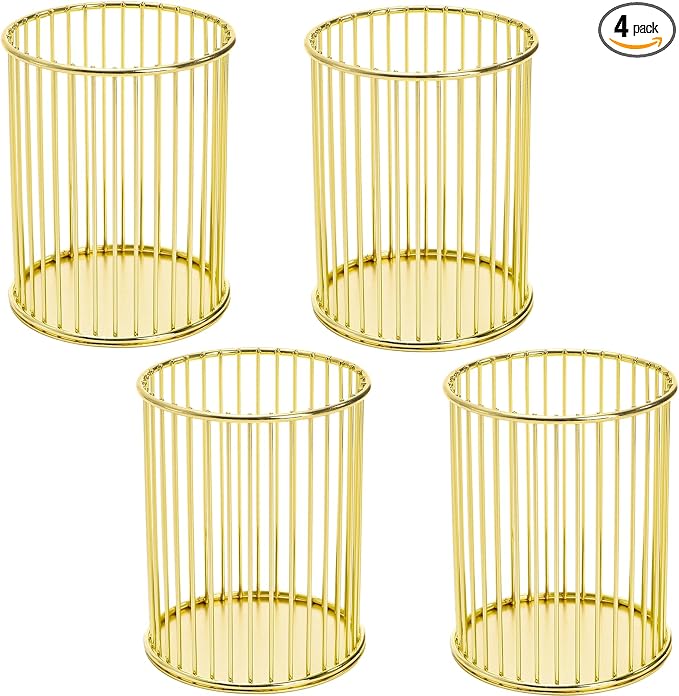 Yopay 4 Pack Gold Pencil Holder, Metal Pen Cup Makeup Brush Holder by Yopay