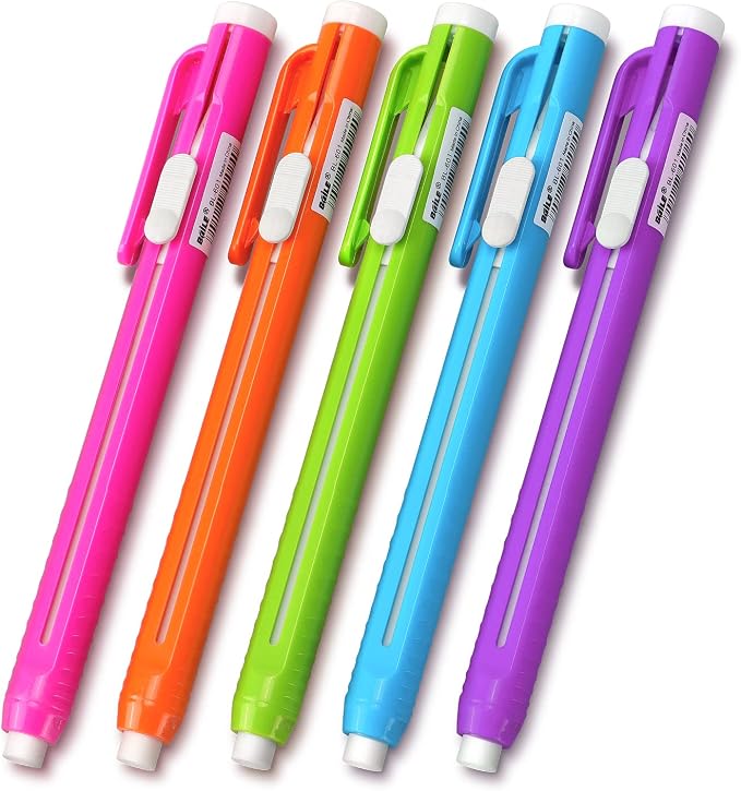 Retractable Mechanical Eraser Pen, Pen-Style Erasers, 5 Pack by Tamaki