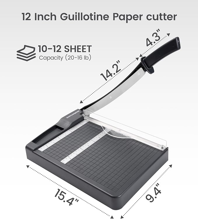 Paper Cutter, Paper Trimmer12" Cutting Length Heavy Duty Guillotine Paper Slicer - Image 4