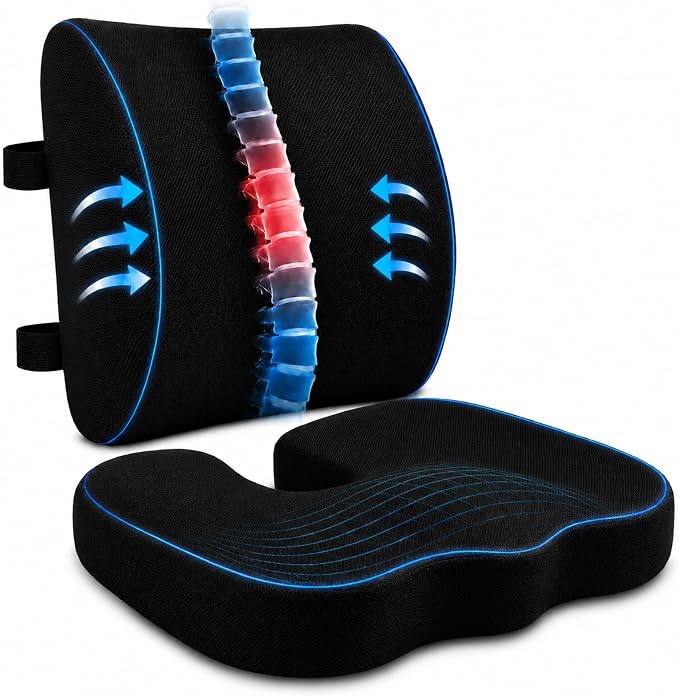 Ergonomic Seat Cushion & Lumbar Support Pillow by Unknown