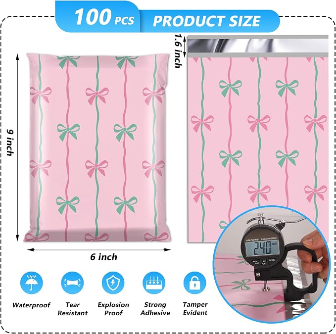 Poly Mailer 6x9 Inch 100 Pcs, Waterproof and Tear-Resistant Shipping Bags - Image 2
