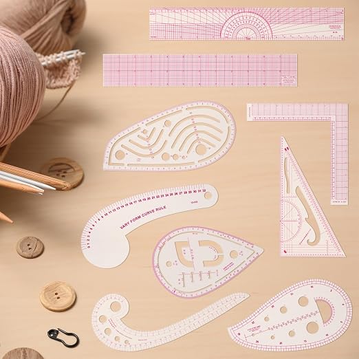 CINDALOG Clear Metric Sewing Ruler Set French Curve Pattern Ruler Kit - Image 2
