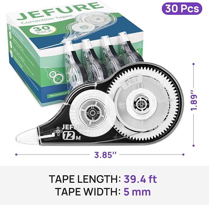 30 Pcs Correction Tape, 39.37 Ft White Wrong Out Tear-Resistant Bulk, Instant - Image 2