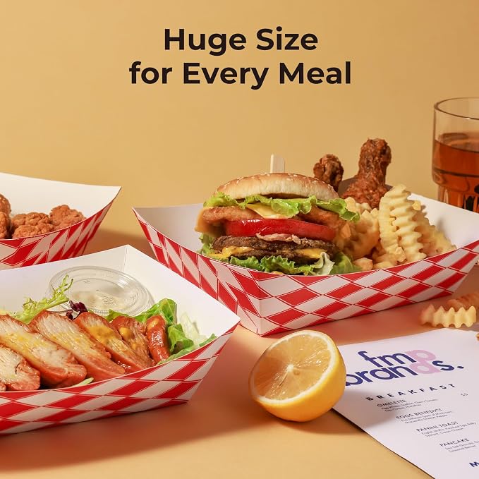 Fit Meal Prep [250 Pack 5 lb Paper Food Trays Heavy Duty Food Paperboard Boat - Image 7