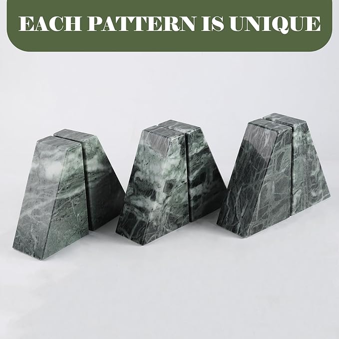 Karibiber Marble Bookends for Heavy Books, Decorative Bookends for Shelves - Image 6