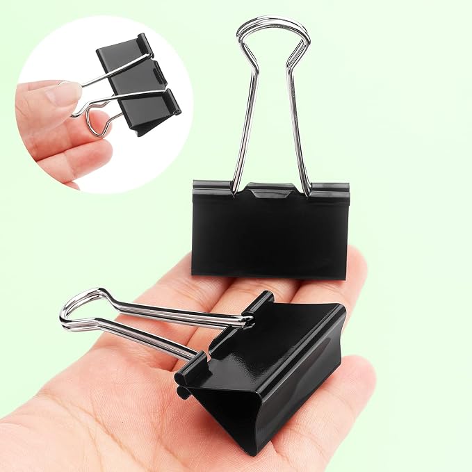 ZZTX Large Binder Clips Paper Clamps Clips Black, 1.6 Inches, 12 Pack - Image 4