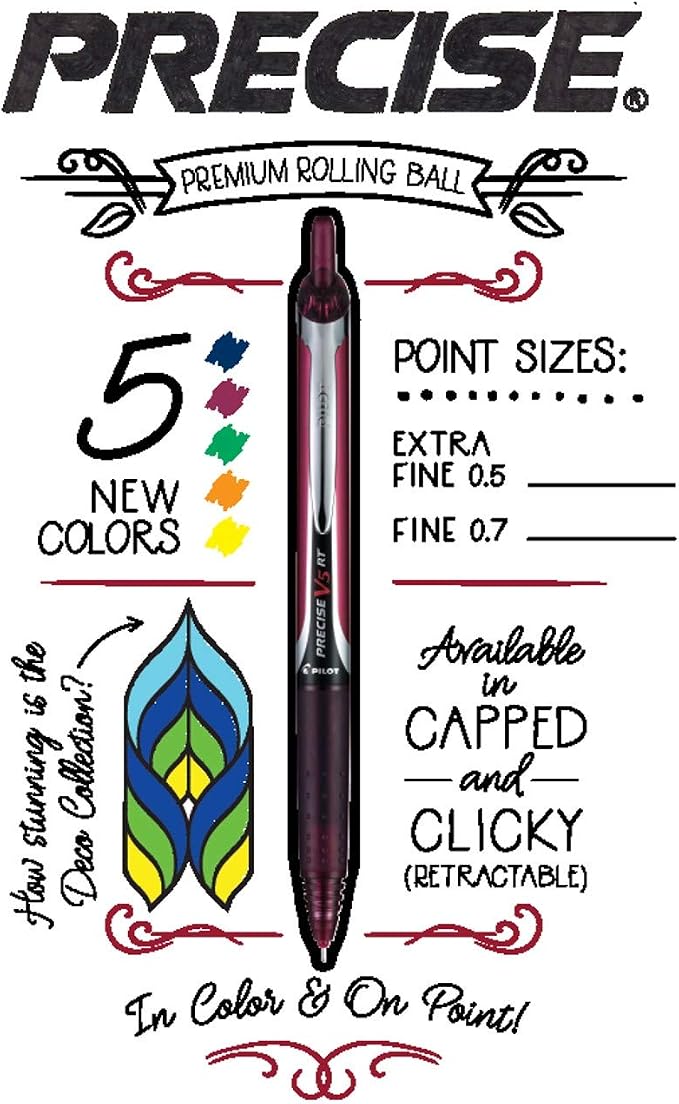 Pilot Precise V5 RT Refillable & Retractable Rollerball Pens, Extra Fine Point - Image 3