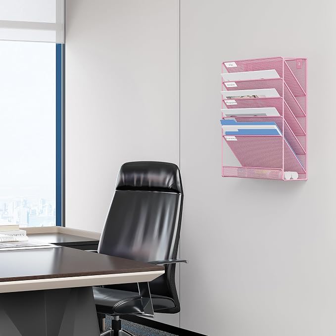 EasyPAG 5 Tier Wall File Holder, Mesh Hanging Folder Organizer - Image 6