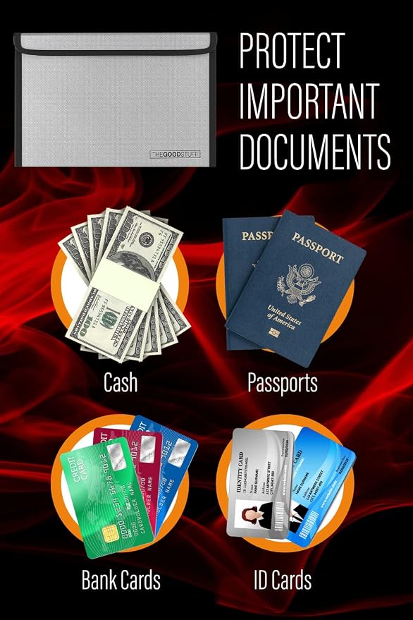 Fireproof Document Bag Envelope Size: 8" x 5" Fireproof Cash Bags - Image 7