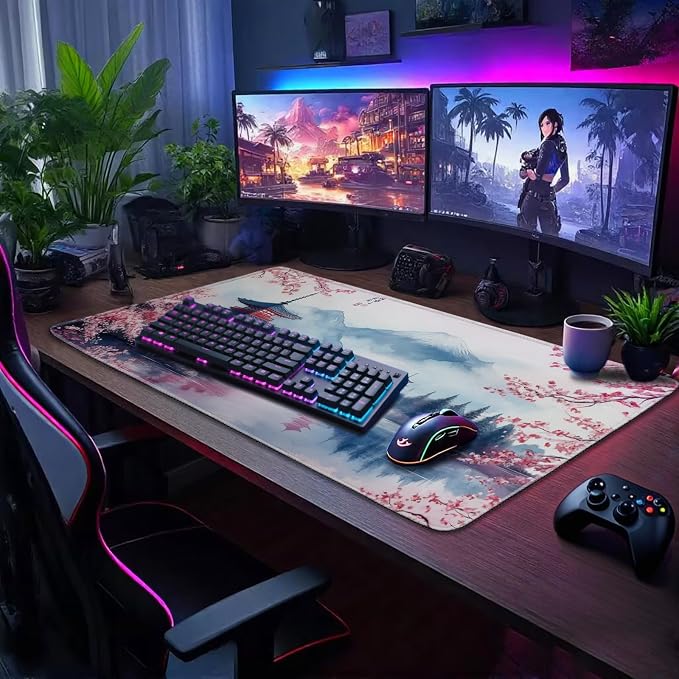 Japanese Cherry Blossom Large Gaming Mouse Pad 31.5"x15.7"｜ Mount Fuji Art XXL - Image 3