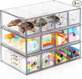 Desk Organizer with 12 Drawers, FODIENS 3 Packs Stackable Desktop Storage Box by FODIENS