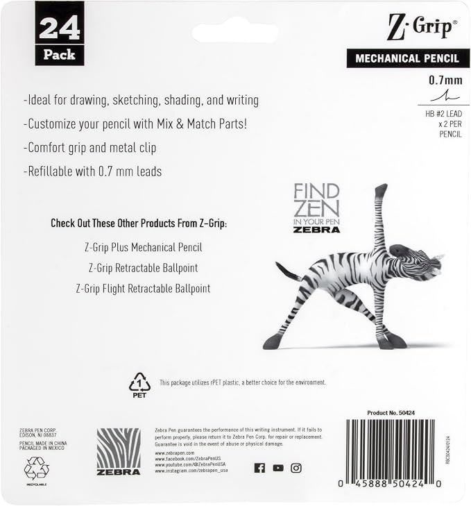 Zebra Pen, Z-Grip Mechanical Pencil, Smooth Writing, Latex-Free Grip, 0.7mm Lead - Image 2