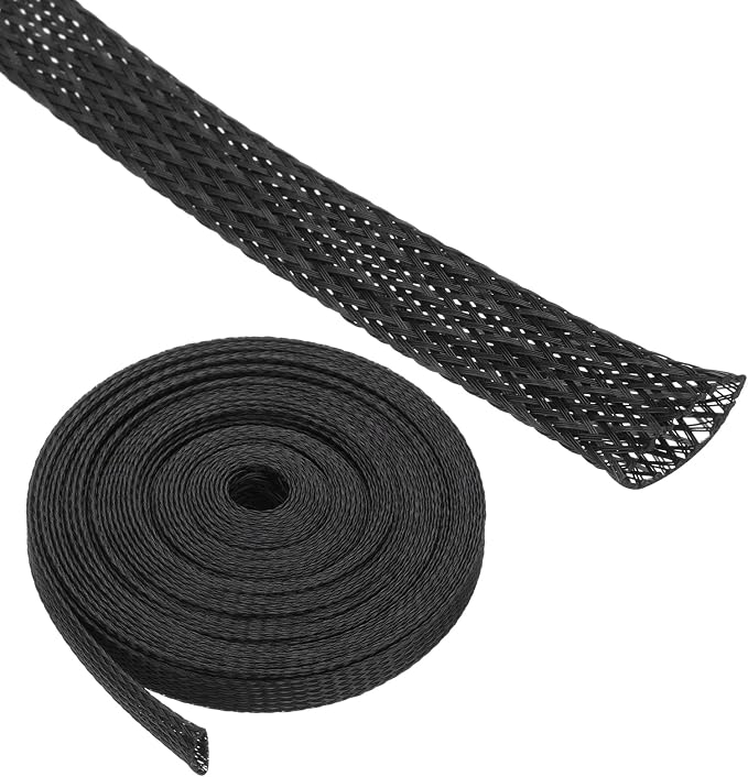 25ft PET Expandable Wire Loom 3/4 Inch, PET Braided Wire Sleeving Cable by Rebower