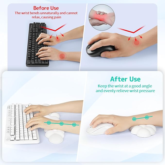 Sushret Cloud Wrist Rest Keyboard, Cloud Keyboard Wrist Pad Set - Image 3