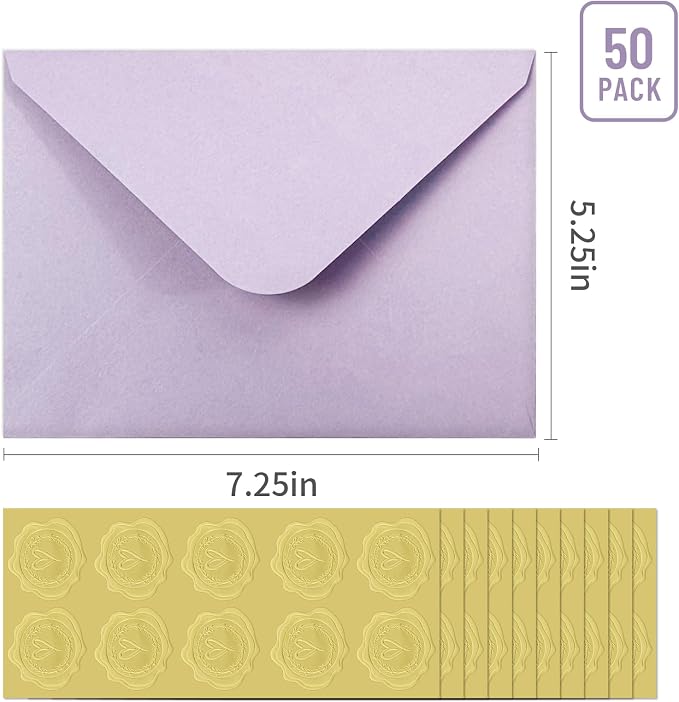 50 PCS Purple Colorful A7 Envelopes - Image 2