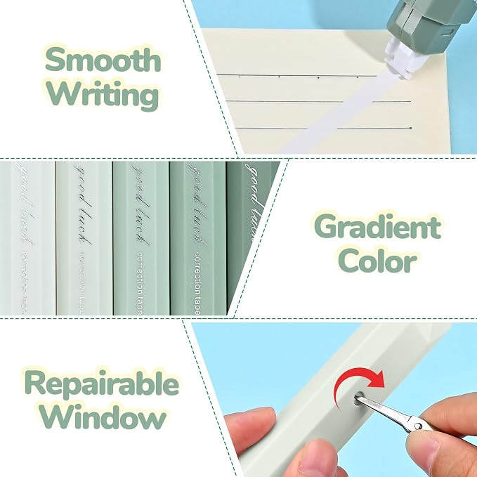 Temiary 5 Pcs White Correction Tapes, Aesthetic Correction Tape Pens Smooth - Image 3