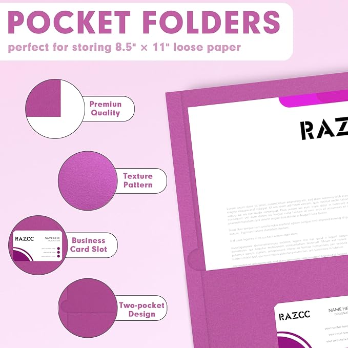 Two Pocket Folders, RAZCC 50 Pack 2 Pocket Folders Fit Letter Size Paper - Image 3