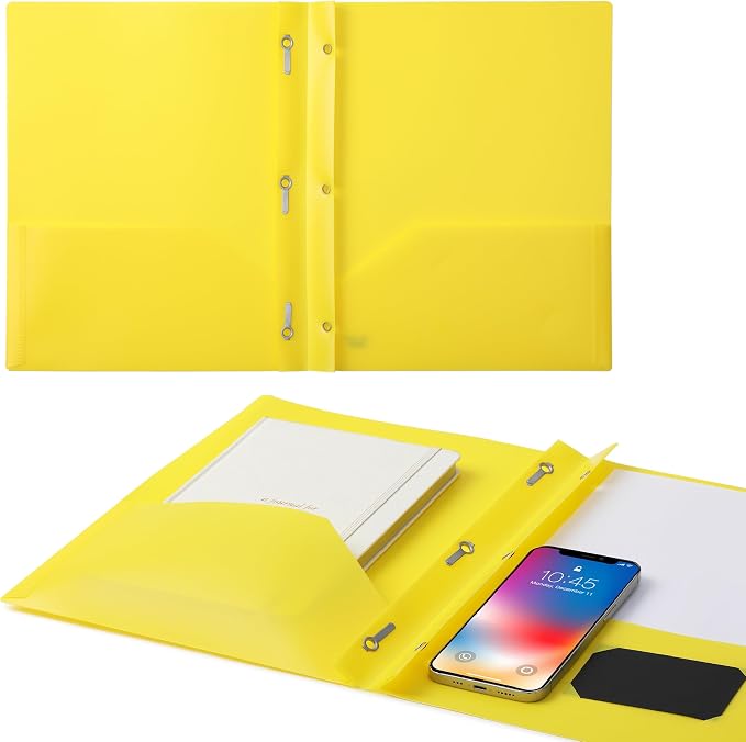 Mr. Pen- Plastic Folders with Pockets and Prongs, 24 Pack, Letter Size | Yellow - Image 7