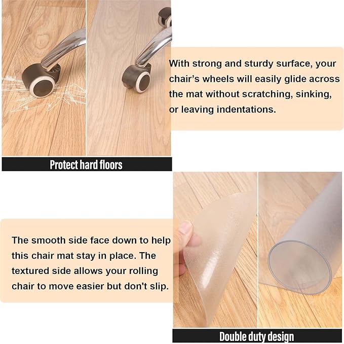 AiBOB Office Chair Mat for Hardwood Floor, Heavy Duty Desk Mat, No Curling - Image 3