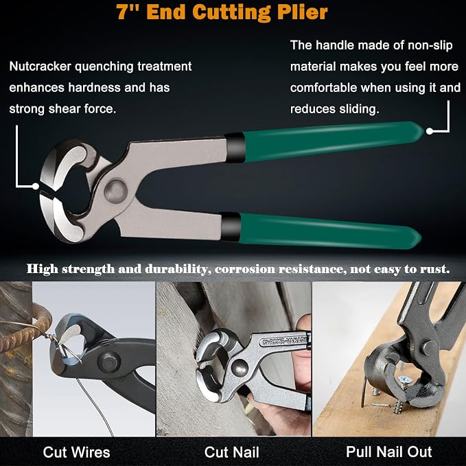 4Pcs Upholstery Staple Remover Tool Set Including 7inch End Cutting Plier - Image 3