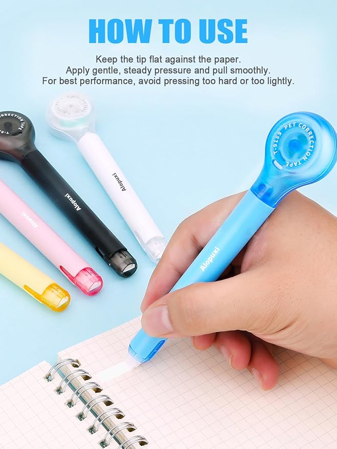 5-Pack White Correction Tape Pens, 1/5" x 236", Push-Pull Protective Cover | - Image 2