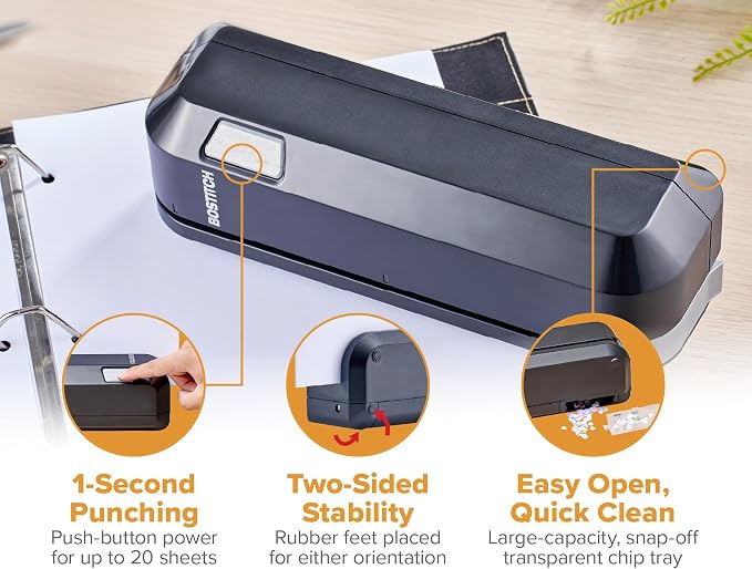 Bostitch Office Electric 3-Hole Punch, Dual Paper Loading, Heavy Duty, Jam-Free - Image 6