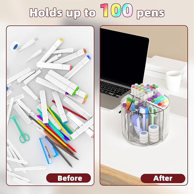 2 Pack Pen Pencil Holder for Kids, Rotating Pen Holder for Desk Organizer - Image 4