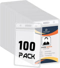 100 Pack Vertical ID Badge Holders Clear Plastic Waterproof Card Holder by BESARME